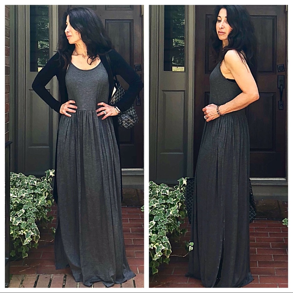 ✨LAST ONE✨Charcoal grey tank side slit maxi dress - Picture 7 of 8